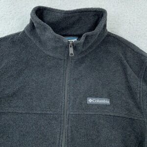 Columbia Fleece Jacket Mens Large Gray Full Zip Stand Collar Hiking XM6354